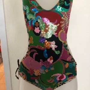 Swimsuit unique designer one piece small